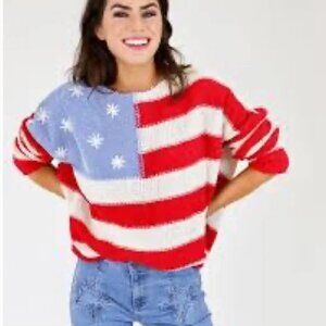 Judith March American Flag Betsy Sweater Size S